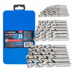 Набор сверл по металлу HSS 4241,25пр(1-13мм, шаг 0.5мм), в метал. футляре