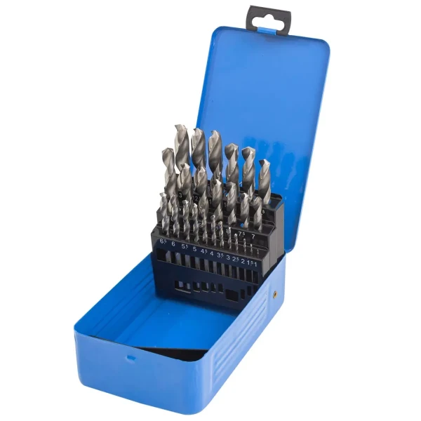 Набор сверл по металлу HSS 4241,25пр(1-13мм, шаг 0.5мм), в метал. футляре