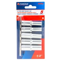 Набор головок глубоких Е-профиль 1/2''5 пр. (Е10, Е12, Е14, Е16, Е18) на металл. планке