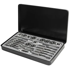 Набор метчиков и плашек дюймовый 24пр. (1/4, 5/16, 3/8, 7/16, 1/2), в металлическом кейсе