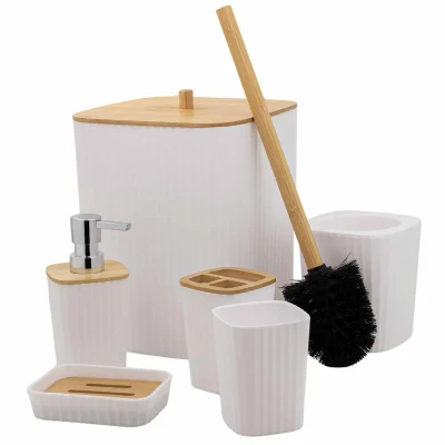 Набор для ванной комнаты 7пр. (мыльница,дозатор для мыла,подставка для зубных щеток,для косметических аксессуаров,ершик,подставка для ершика,корзина )