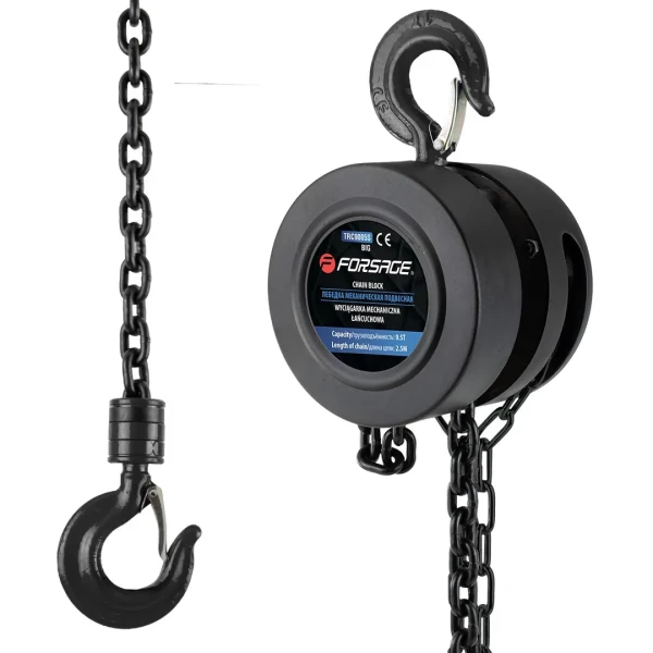 Лебедка механическая подвесная с фиксацией цепи натяжения, 0.5т (длина цепи - 2.5м) в кейсе