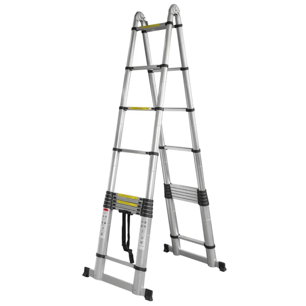 Лестница-стремянка телескопическая алюм. бытовая 4+4м (10+10 ступ.)