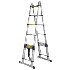 Лестница-стремянка телескопическая алюм. бытовая 4+4м (10+10 ступ.)