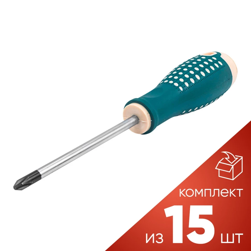 (к-т 15шт.)Отвертка крестовая PH2.0х100мм