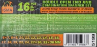 Ключи комбинированные и рожковые, набор 16пр. (6х7,8х9,10-19,22,24,27х30,32х36мм) на полотне