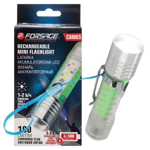 Фонарь аккумуляторный 500мАч, 100лм