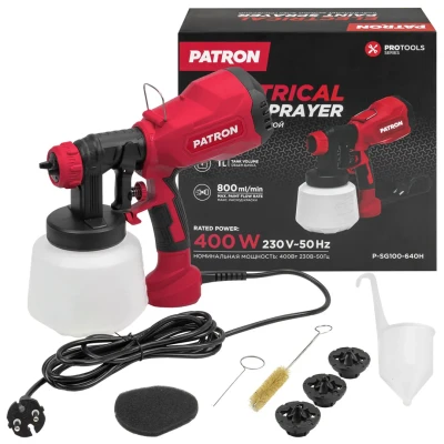 Краскопульт ручной электрический (230В, 400Вт, объем бачка 1л, макс.расход краски 800мл/мин)