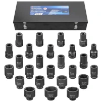 Набор головок ударных глубоких 25пр. 1''6гр. (17,19,21,22мм 4-гранные под футорку,17,19,21,22,24,27,30,32,33,34,36,38,41,46,50,52,55,60,65,70,75мм)