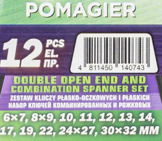 Набор ключей комбинированных и рожковых,12пр.(6х7,8х9,10,11,12,13,14,17,19,22,24х27,30х32мм),в пластиковом держателе