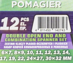 Набор ключей комбинированных и рожковых,12пр.(6х7,8х9,10,11,12,13,14,17,19,22,24х27,30х32мм),в пластиковом держателе