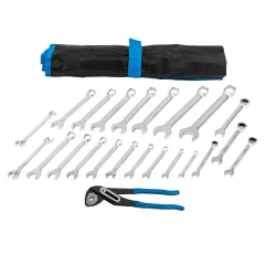 Набор ключей комбинированных универсальный 22пр,.комбинированные 16пр( 6-24мм)разрезные 2пр(10-12,11-13мм).трещоточные 4пр(8-13мм) на полотне