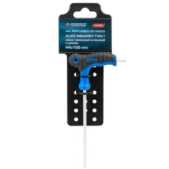 Ключ Т-образный 6-гранный с шаром и прорезиненной рукояткойH4x100мм, на пластиковом держателе