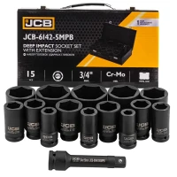 Набор головок ударных глубоких 3/4''14пр.(6гр.)(17,19,22,24,27,30,32,36,41,46,50,55,60,65мм)в метал. кейсе
