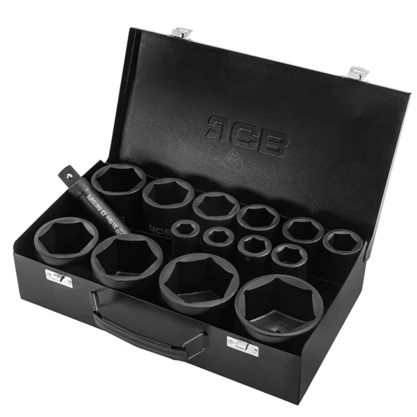 Набор головок ударных глубоких 3/4''14пр.(6гр.)(17,19,22,24,27,30,32,36,41,46,50,55,60,65мм)в метал. кейсе