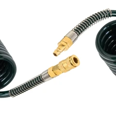 Шланг витой полиуретановый 10мм х 14мм х 15м с быстроразъемами (латунь, максимальное давление - 15bar, рабочая температура от -20 до +60 гр.)