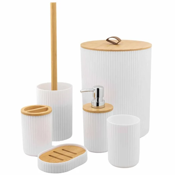 Набор для ванной комнаты 7пр. (мыльница,дозатор для мыла,подставка для зубных щеток,для косметических аксессуаров,ершик,подставка для ершика,корзина )