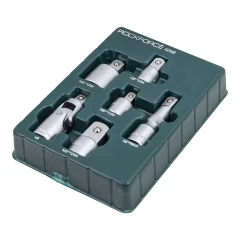 Набор адаптеров 6пр(3/8''(F)x1/2''(M),1/2''(F)x3/8''(M),1/2''(F)x3/4''(M),3/4''(F)x1/2''(M),удлинитель 125мм, кардан 1/2''),в ложементе