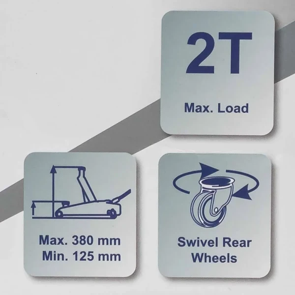Домкрат подкатной гидравлический 2т (h min 125мм, h max 380мм)