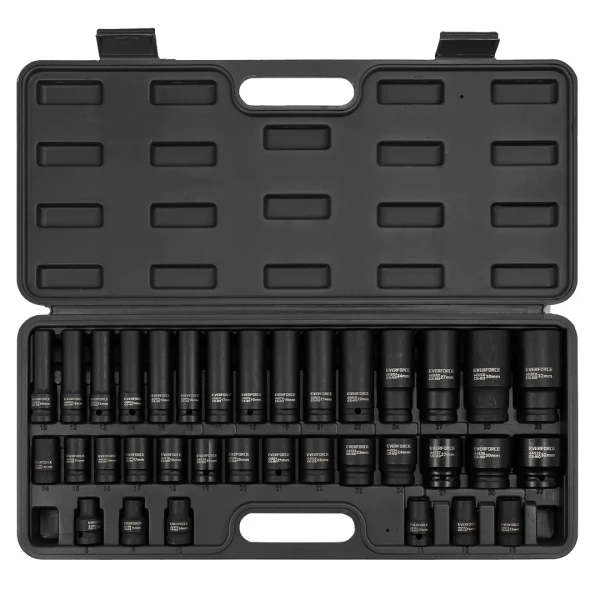 Набор головок 35 пр. (короткие 38мм: 8-23, 24, 27, 30, 32мм, глубокие 78мм: 10, 12-19, 21, 22, 24, 27, 30, 32мм) в пласт.кейсе