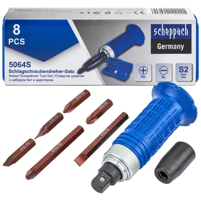 Отвертка ударная с набором бит и адаптером 8пр.