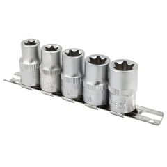 Набор головок Е-профиль 5пр. 1/2''(E12,E14,E16,E18,E20), на планке