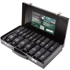 Набор головок ударных 1/2'', 6гр. 17пр.(10,12-19,21,22,24,27,30,32,34,36мм),в метал кейсе