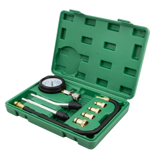 Индикатор компрессии бензинового двигателя Profi 8пр.(0-21Bar, М10, М12, М14, М18 + 2 жестких прижимных адаптера-переходника) , в кейсе