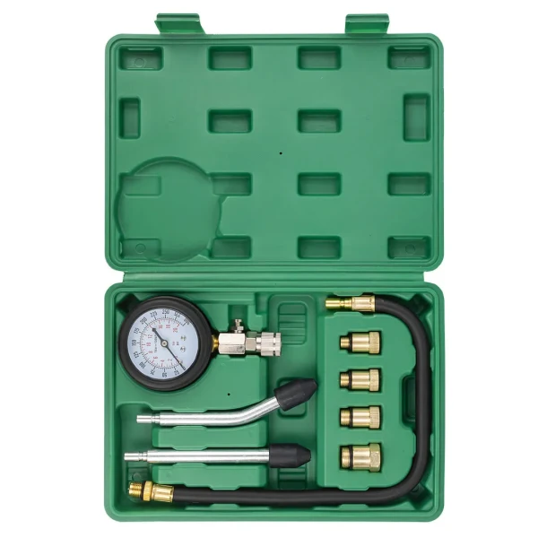 Индикатор компрессии бензинового двигателя Profi 8пр.(0-21Bar, М10, М12, М14, М18 + 2 жестких прижимных адаптера-переходника) , в кейсе