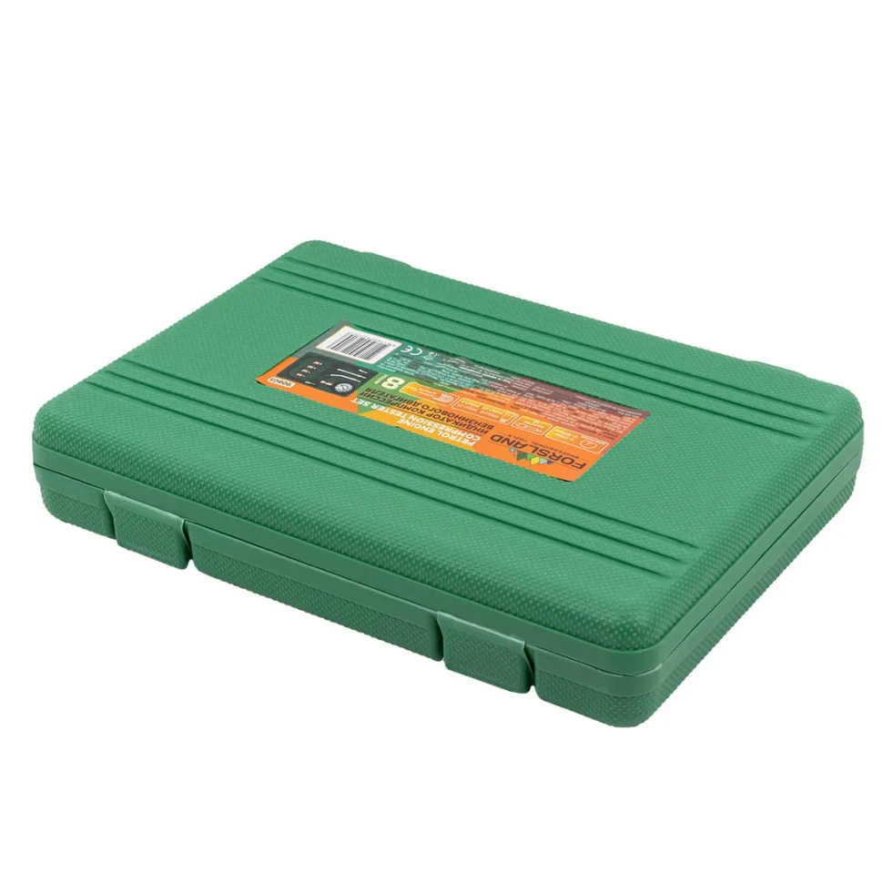 Индикатор компрессии бензинового двигателя Profi 8пр.(0-21Bar, М10, М12, М14, М18 + 2 жестких прижимных адаптера-переходника) , в кейсе