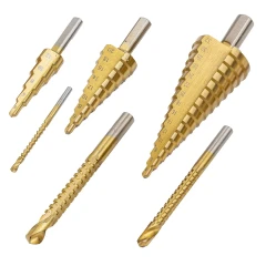Набор сверл ступенчатых и сверл -фрез по алюминию.меди.дереву,пластику 6 пр (ступенчатые- 4-12,4-20,4-32)( фрезы-3мм,6мм,8мм)