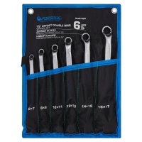 Ключи накидные отогнутые на 75град., набор 6пр. (6х7, 8х9, 10х11, 12х13, 14х15, 16х17мм)