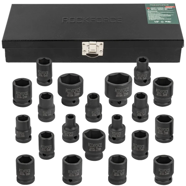Набор головок ударных 20пр.,1/2''(8-24, 27, 30, 32мм), в металлическом кейсе