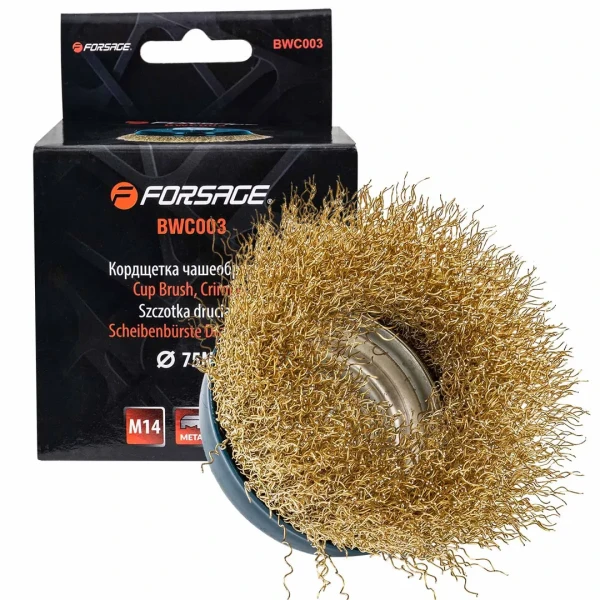 Кордщетка чашеобразная латунная для УШМ 75мм (М14)