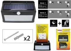 Светильник светодиодный на солнечной батарее с датчиком движения (5.5V,2.5W,18650Li,3.7V,2400mAh,38SMD Led,6500К,раб. время8-10ч,заряд.4-6ч,IP44,210х1