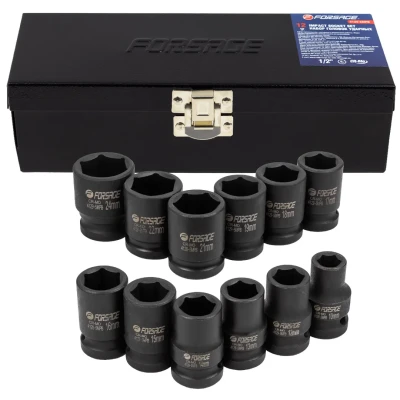 Набор головок ударных, 12пр., 1/2''6гр.(10,12,13,14,15,16,17,18,19,21,22,24мм),в метал. кейсе